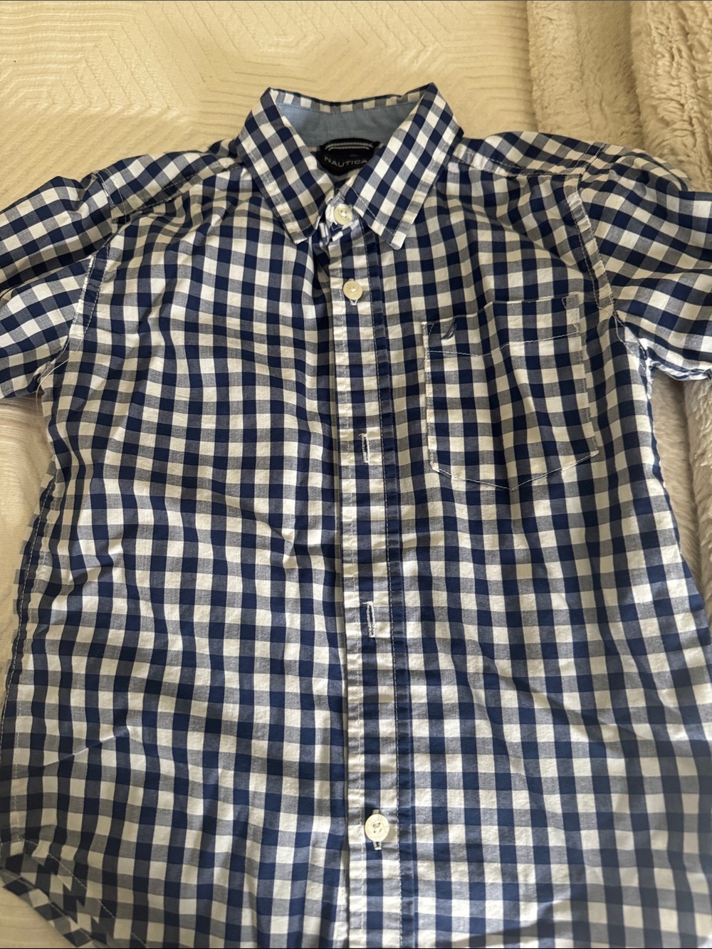 Nautica Navy & White Gingham Button-Down Shirt